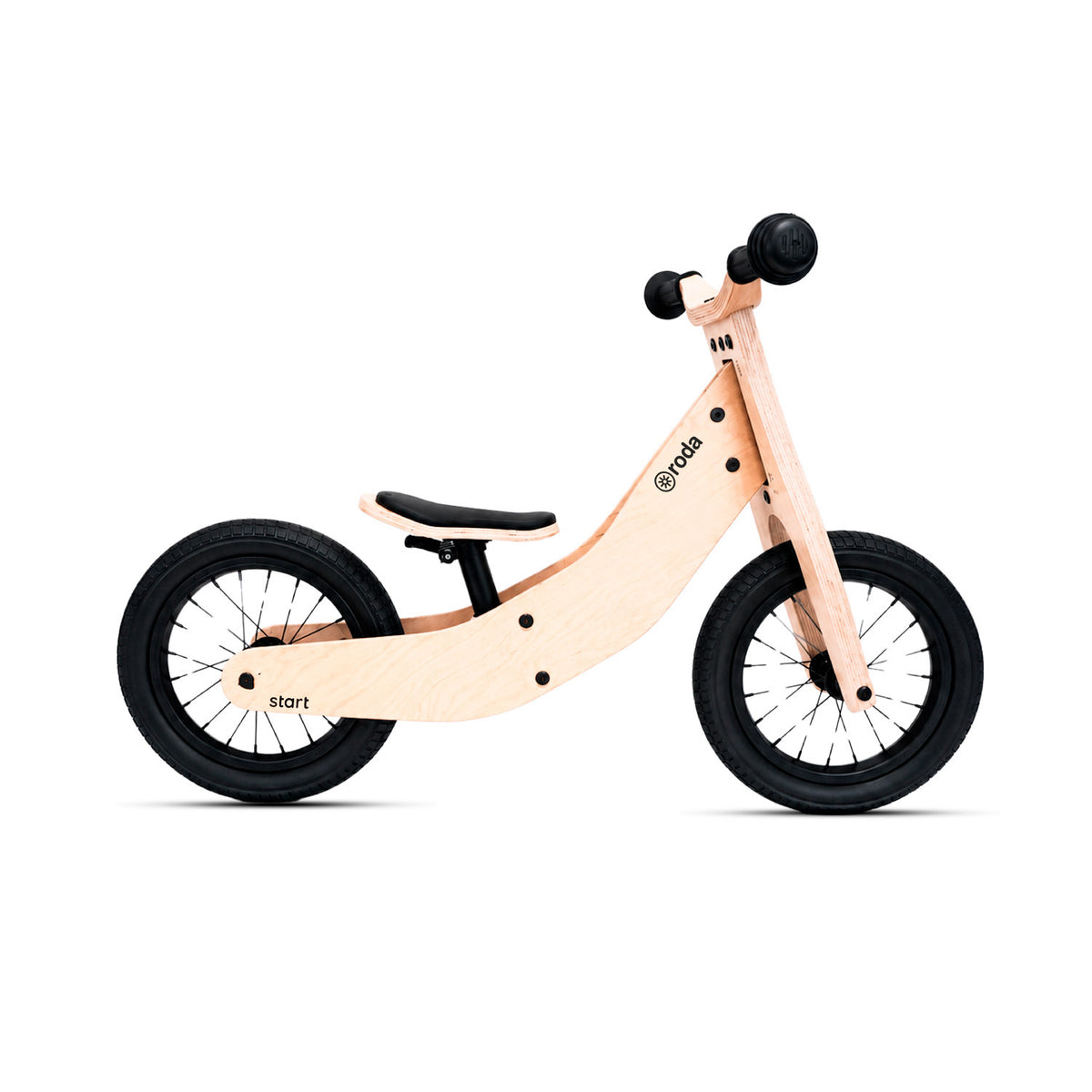 Bicicleta de equilibrio de madera para niños Roda Start Black