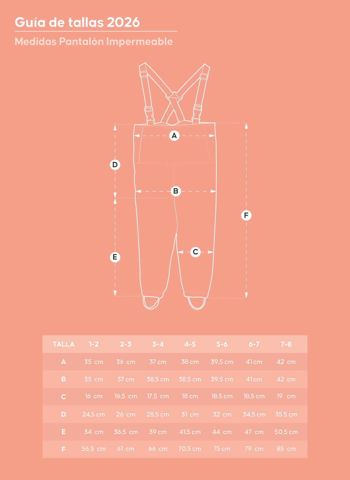 PANTALÓN JARDINERA IMPERMEABLE PARA NIÑOS NIÑAS ROSA