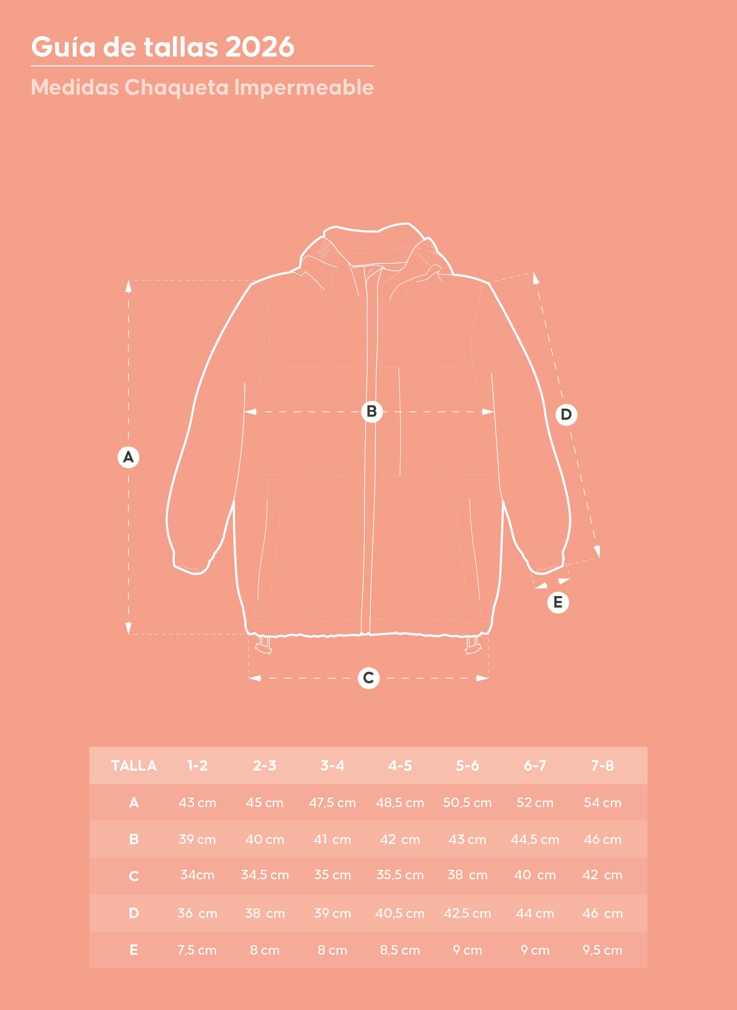 CHAQUETA IMPERMEABLE PARA NIÑOS Y NIÑAS ROSA