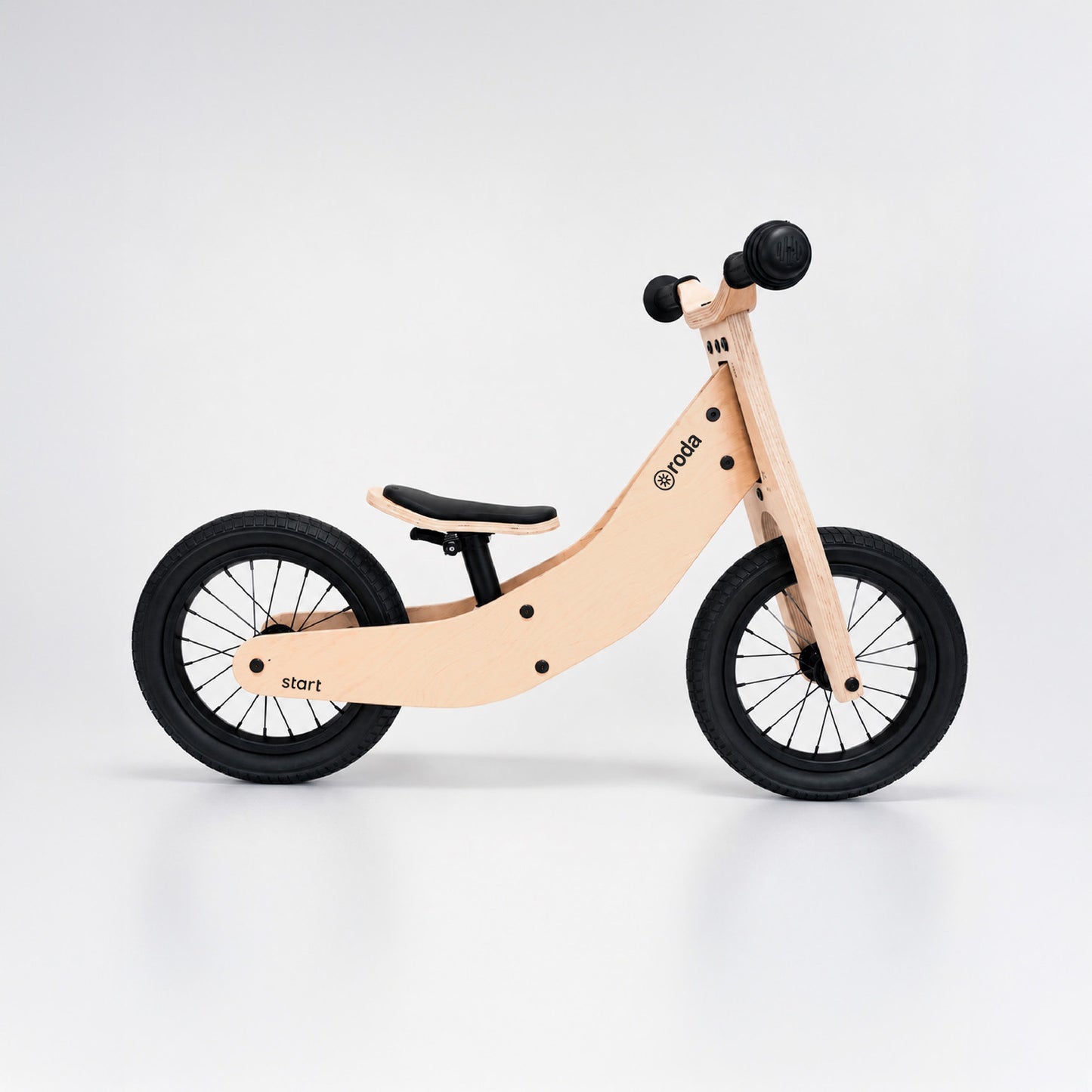 Bicicleta de equilibrio de madera para niños Roda Start Black