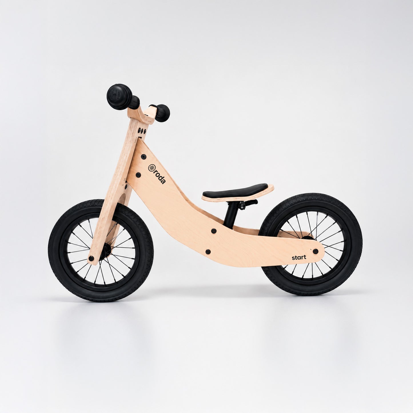 Bicicleta de equilibrio de madera para niños Roda Start Black