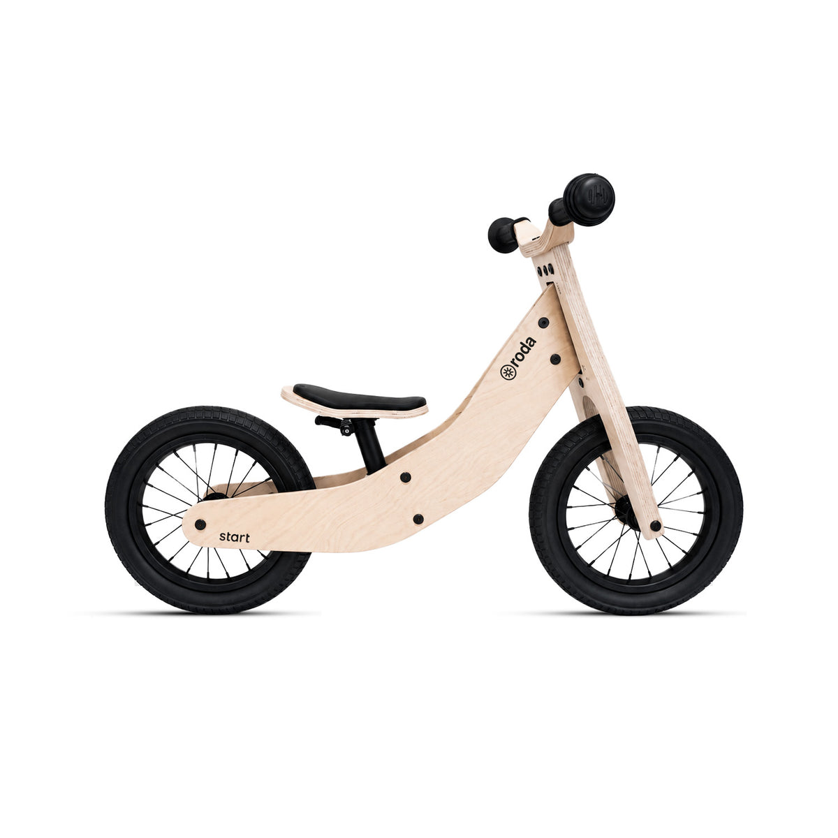 Bicicleta de equilibrio de madera para niños Roda Start Black