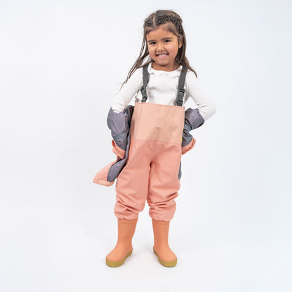 PANTALÓN JARDINERA IMPERMEABLE PARA NIÑOS NIÑAS ROSA